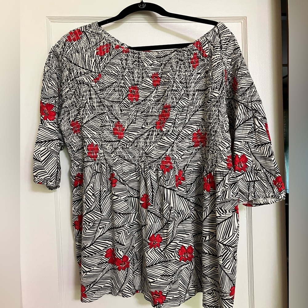 JJill 1X Print Smock Top